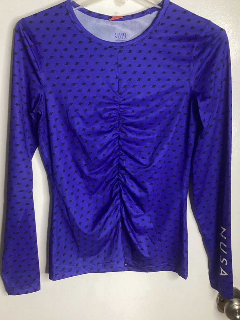 Planet NUSA LS2 Air Long Sleeve Ruched Front Top in Royal Blue S